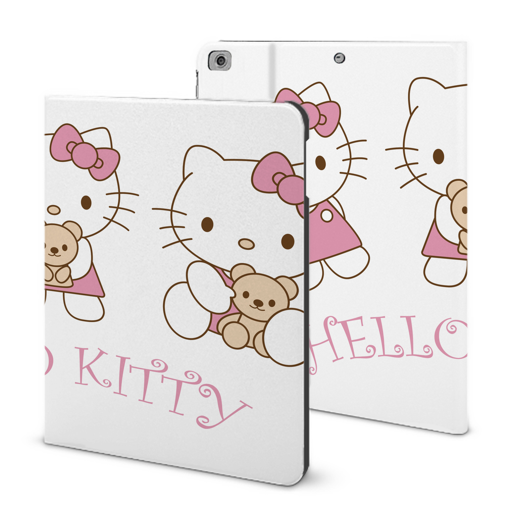 （画像用） Hello Kitty ハローキティ IPad ケース ブック型 PUレザー TPU 耐衝撃 軽量 薄型 ペン収納なし 全面保護 IPad 各モデル対応